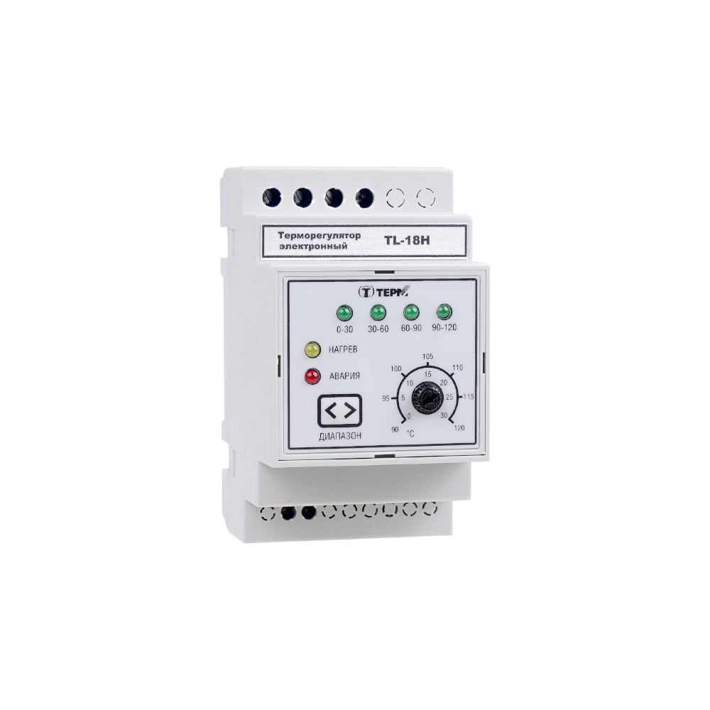 Изображение товара Терморегулятор ТЕРМ TL-18Н для автоматизации нагрева, IP20, 0-120°C, монтаж на Din-рейку