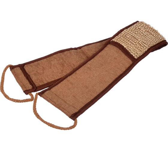 Изображение товара Мочалка из рами Банные Штучки лента с сегментами хлопка с веревочными ручками, 66x8.5 см, 76x8.5 см 40364