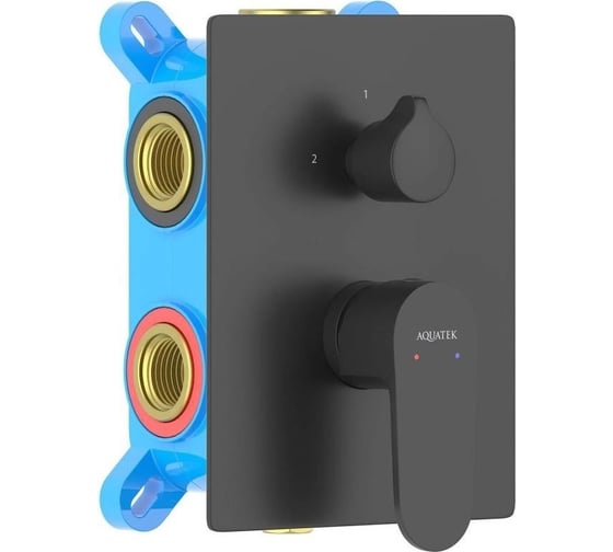 Изображение товара Смеситель для ванны Aquatek ОБЕРОН 3 режима (внешняя и скрытая часть), матовый черный AQ1247MB 00000135153
