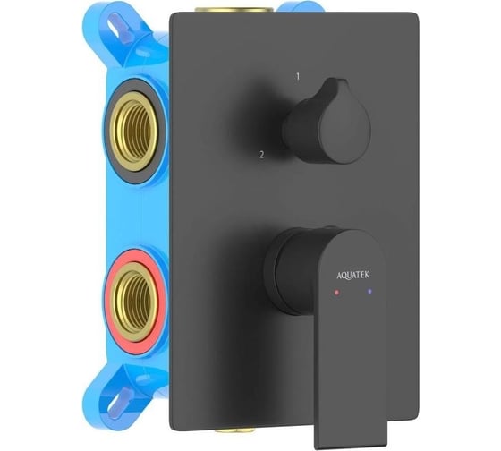 Изображение товара Смеситель для ванны Aquatek ЛИРА 3 режима (внешняя и скрытая часть), матовый черный AQ1447MB 00000135245