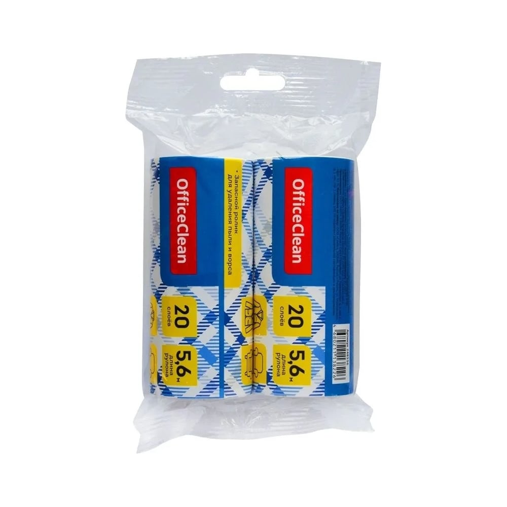 Изображение товара Сменный блок для чистящего ролика OfficeClean 2 шт., 5.6 м, 20 слоев, европодвес