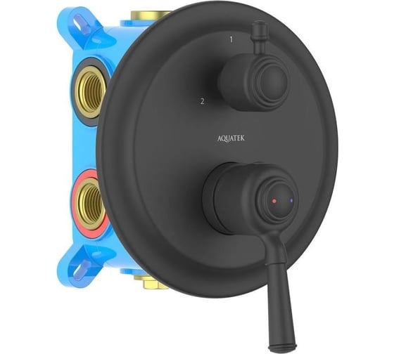 Изображение товара Смеситель для ванны Aquatek КЛАССИК 3 режима (внешняя и скрытая часть), матовый черный AQ1547MB 00000135286