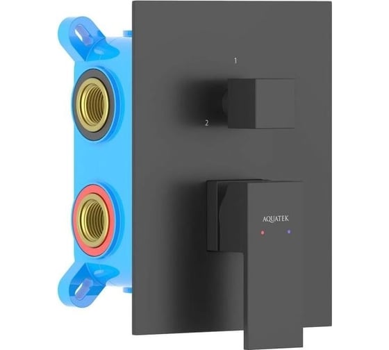 Изображение товара Смеситель для ванны Aquatek ЛИБРА 3 режима (внешняя и скрытая часть), матовый черный AQ1647MB 00000135319