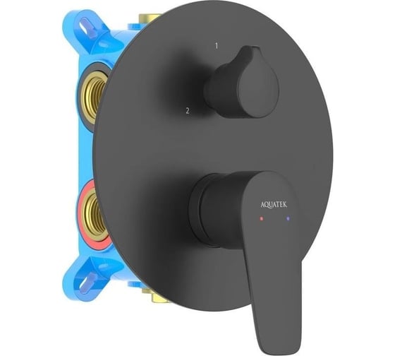 Изображение товара Смеситель для ванны Aquatek БЕТТА 3 режима (внешняя и скрытая часть), матовый черный AQ1147MB 00000135121