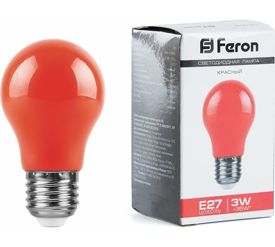 Изображение товара Светодиодная лампа FERON, 230V, E27, LB-375, красный 25924