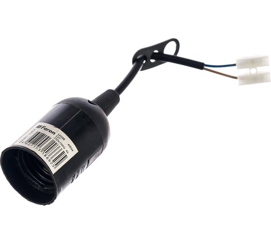 Изображение товара Подвесной патрон Е27 FERON с клеммой, 230V, огнеупорный пластик, черный, размер 38х55мм, LH108 50шт в упаковке 41034