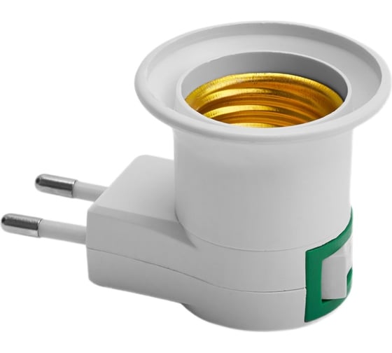 Изображение товара Патрон-переходник с выключателем FERON с E27 на розетку, 230V, пластик, белый, 40х60мм, LH61 41039