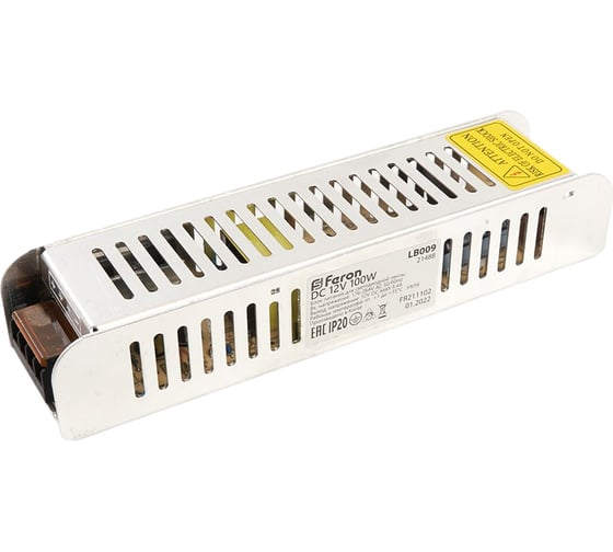 Изображение товара Электронный трансформатор для светодиодной ленты FERON 100w, 12v (драйвер), LB009, 21488