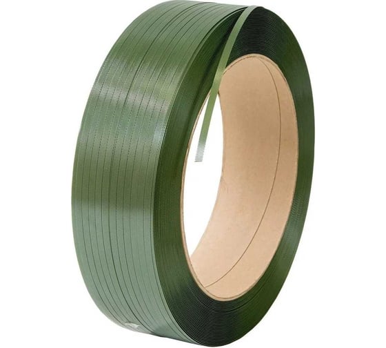 Изображение товара Лента ПЭТ ВОЛГА ПОЛИМЕР 19x10x900 метров 585 кгс зеленая стрейч 19-10-900-201-00
