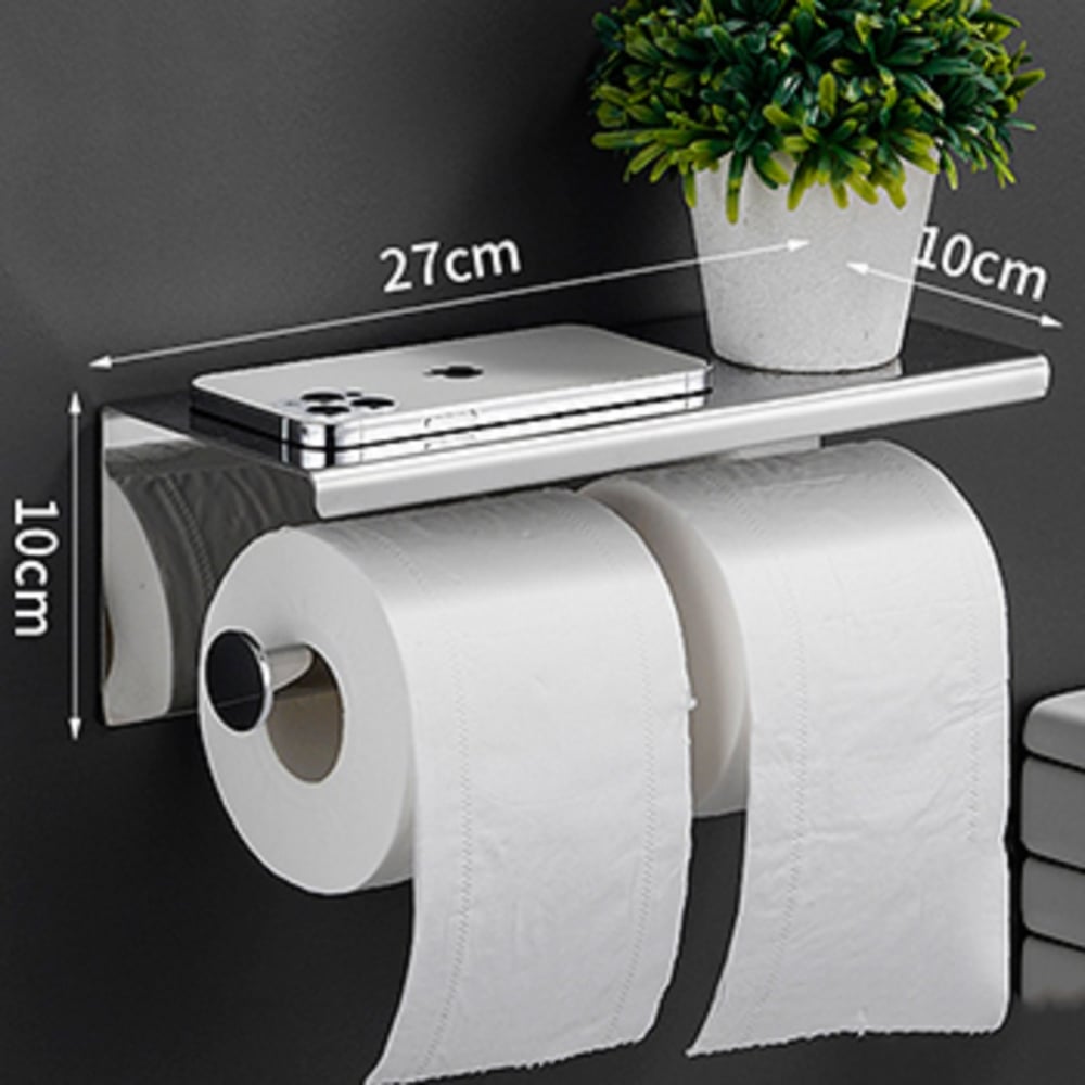 Изображение товара Держатель для туалетной бумаги из нержавеющей стали с полочкой SanTrade SM-FZT02