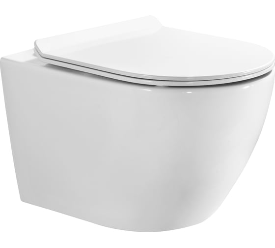 Изображение товара Унитаз подвесной BOND Oval со смывом торнадо, безободковый, белый, с сиденьем с микролифтом F12-10