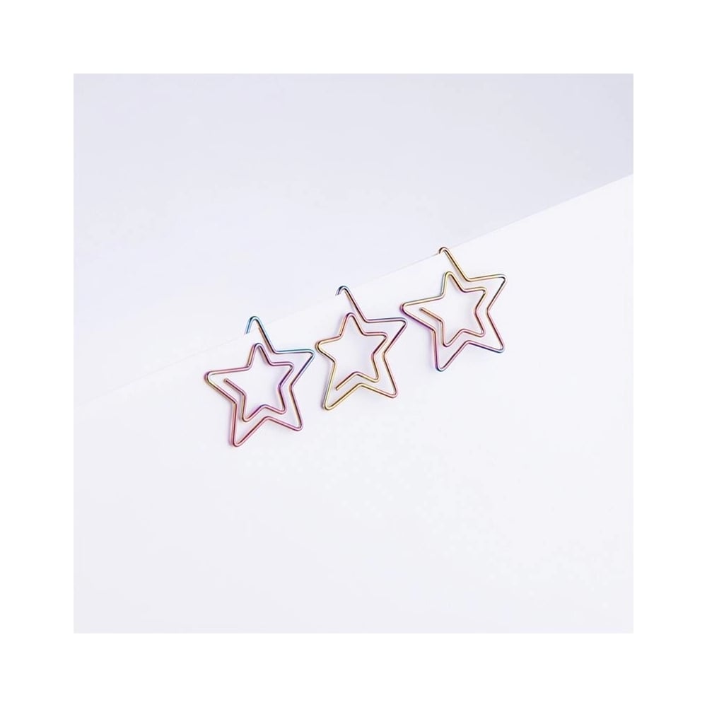 Изображение товара Скрепки фигурные MESHU Stars 25мм голографические, 6 шт упаковка