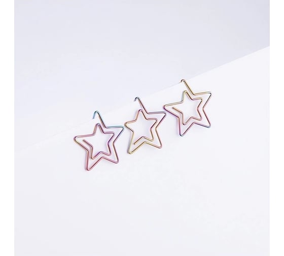 Изображение товара Скрепки фигурные MESHU 25мм Stars 6шт. пакет с европодвесом MS41585 MS_41585