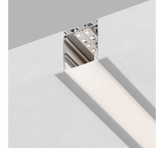 Изображение товара Встраиваемый профиль с крепежами FERON CAB255 Линии света, алюминиевый, серебро 10363