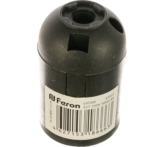 Изображение товара Патрон FERON огнеупорный пластик, Е27, 230V, медь, цвет черный, размер 38х55мм LH109 41037