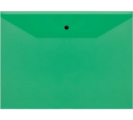 Изображение товара Папка-конверт на кнопке СТАММ А4 120мкм пластик прозрачная зеленая ММ-30674