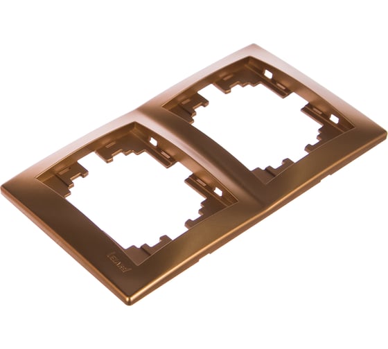 Изображение товара Рамка Lezard, MIRA, 2-ая, вертикальная, б/вст, золотой металлик, 701-1300-152