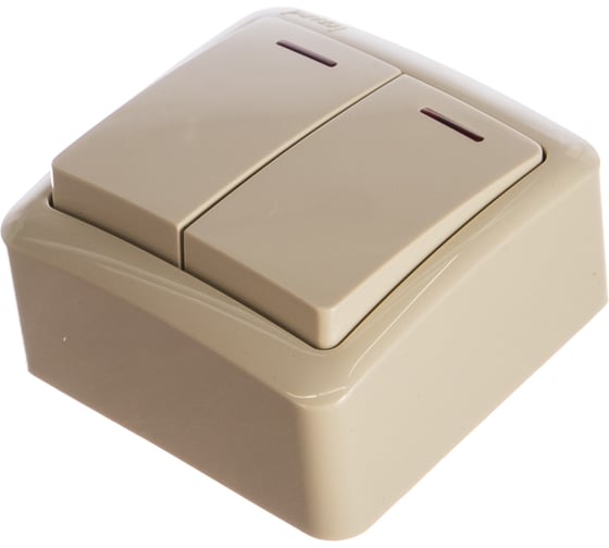 Изображение товара Двойной выключатель с подсветкой Lezard VIOLA крем 751-0300-112