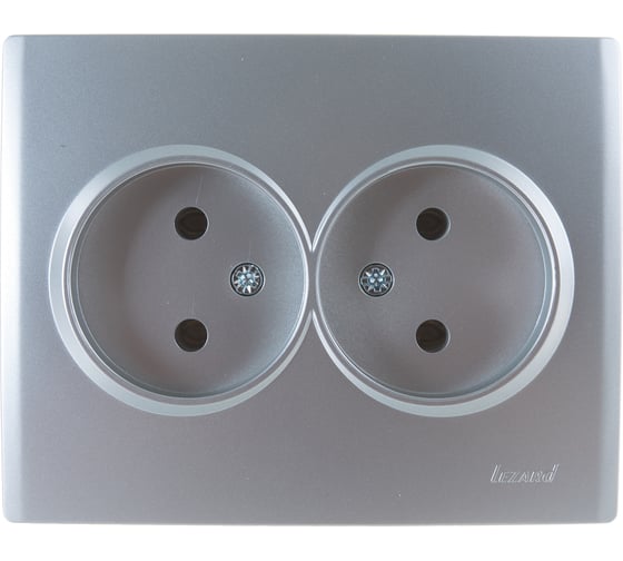 Изображение товара Двойная розетка Lezard KARINA без заземления, ПБТ, матовое серебро 707-4300-128B
