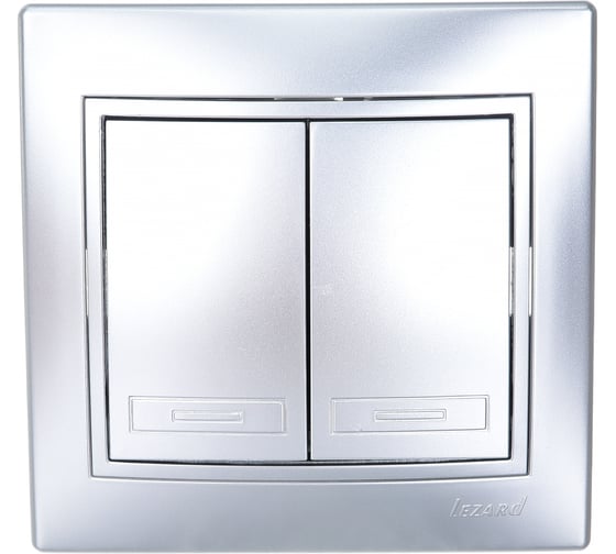 Изображение товара Двойной выключатель Lezard MIRA со вставкой, металлик серый 701-1010-101