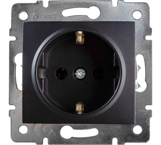 Изображение товара Розетка Lezard KARINA, с заземлением, керамика, чёрный бархат 707-4288-122