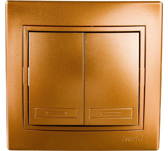 Изображение товара Двойной выключатель Lezard MIRA металлика золото, со вставкой 701-1313-101