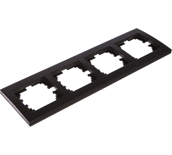 Изображение товара Четырехместная горизонтальная рамка Lezard RAIN со вставкой, черный графит матовый 703-4141-149