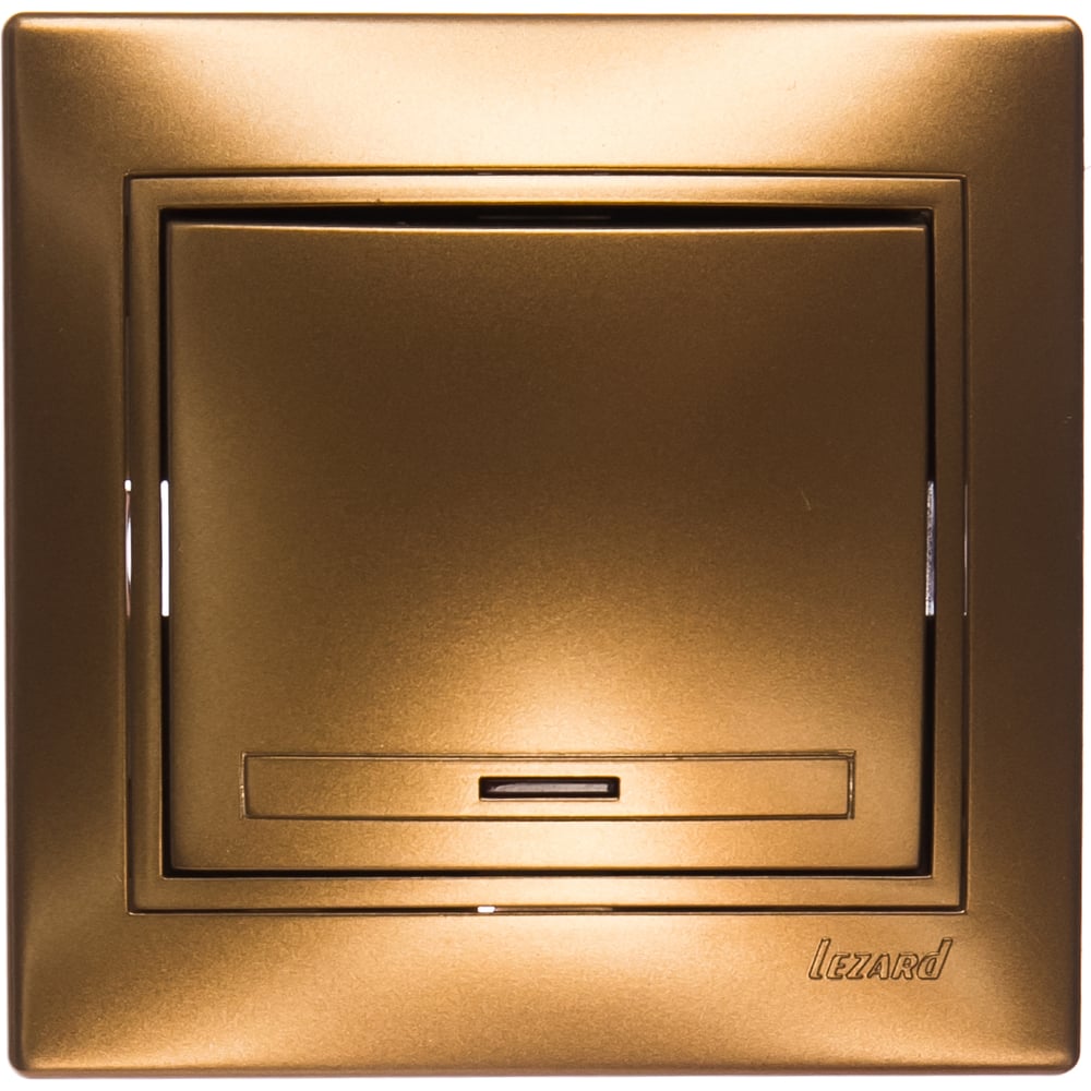 фото Выключатель с подсветкой lezard, mira, золотой металлик, со вставкой, 701-1313-111