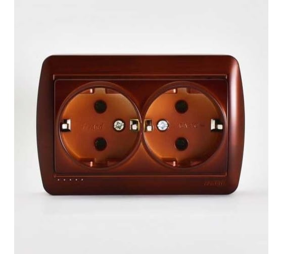 Изображение товара Двойная розетка Lezard DEMET с заземлением, закрытый корпус, маун 711-0400-127