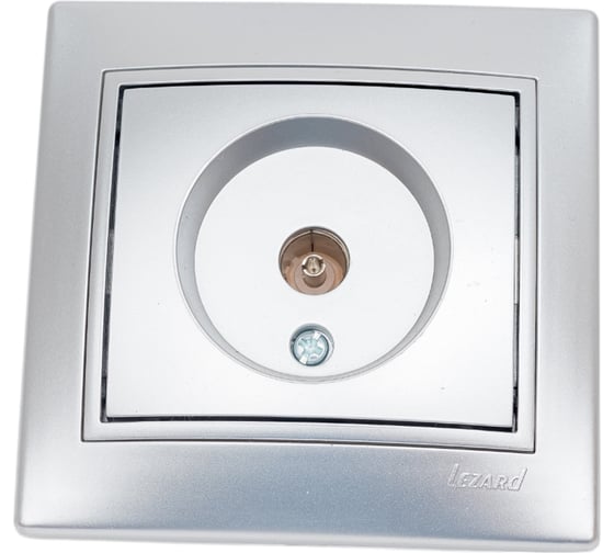 Изображение товара Розетка Lezard, MIRA, ТВ, проходная, серый металл, со вставкой, 701-1010-129