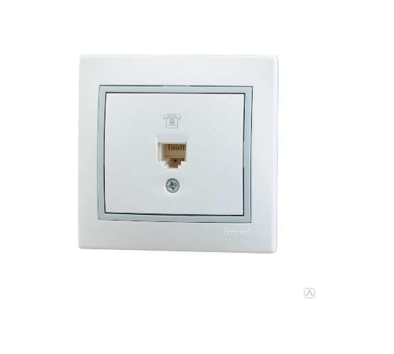 Изображение товара Розетка Lezard, MIRA, телефонная, евро, белая с серой вставкой, 701-0215-137