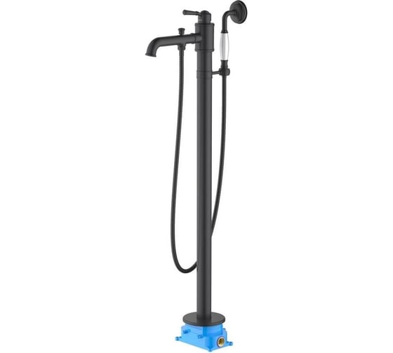 Изображение товара Напольный смеситель для ванны Aquatek КЛАССИК (внешняя и скрытая часть), матовый черный AQ1545MB 00000135277
