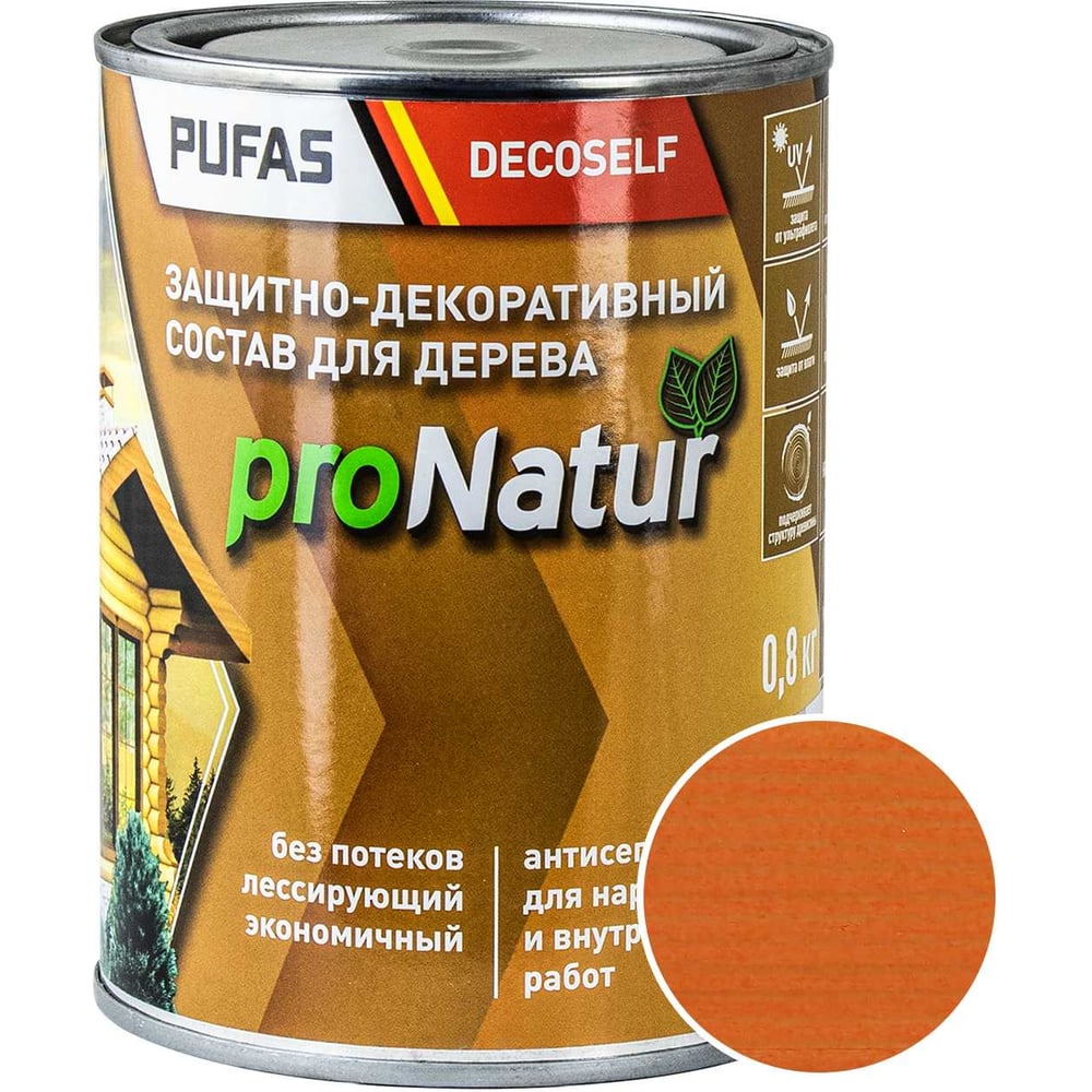 Изображение товара Лессирующий антисептик для дерева Pufas орегон Decoself 0,8л для защиты и декора