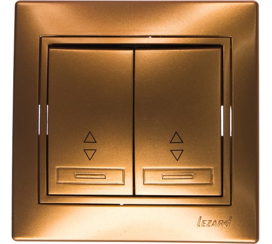 Изображение товара Двойной выключатель Lezard MIRA проходной, золотой металлик, со вставкой 701-1313-106