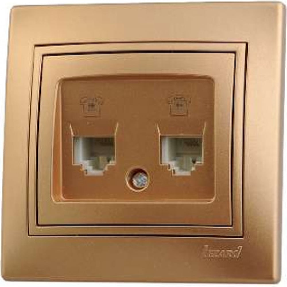 фото Двойная телефонная розетка lezard mira евро, золотой металлик, со вставкой 701-1313-138