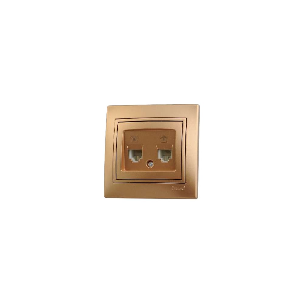 фото Двойная телефонная розетка lezard mira евро, золотой металлик, со вставкой 701-1313-138