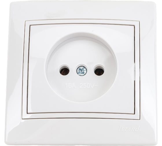 Изображение товара Розетка Lezard MIRA без заземления, ПБТ, белый, с белой вставкой 701-0202-121B