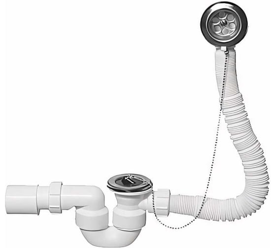 Изображение товара Слив-перелив McAlpine неразборный с раздвижным переливом, L380-700 х 34 мм, нержавеющая решетка, пробкой и цепью, MRB1-EX