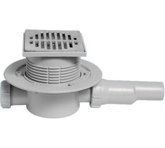 Изображение товара Напольный трап McAlpine 50/40, металлическая решетка 115х115 мм, "сухой затвор" H=87-145 мм, MRFG3