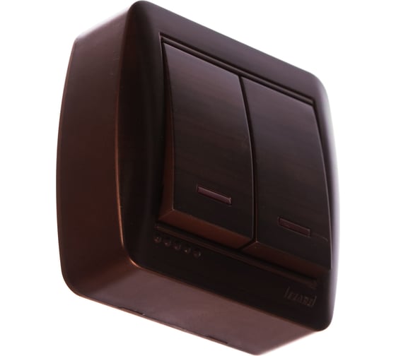 Изображение товара Двойной выключатель с подсветкой Lezard DEMET маун 711-0400-112