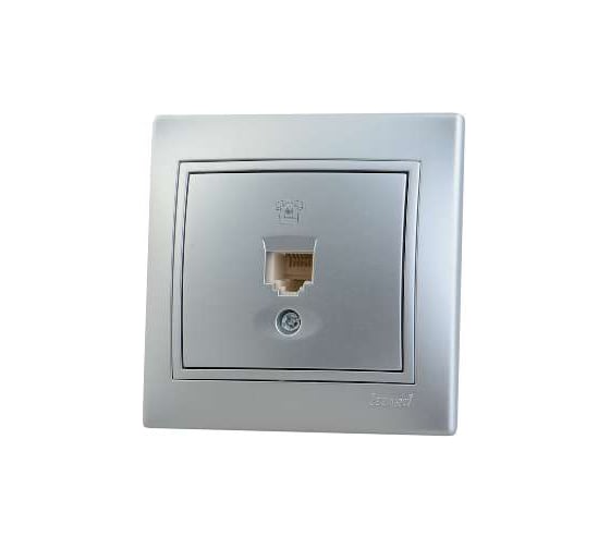 Изображение товара Телефонная розетка Lezard MIRA евро, серый металлик, со вставкой 701-1010-137