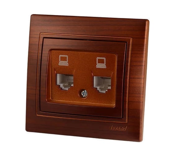 Изображение товара Двойная компьютерная розетка Lezard MIRA махагон 701-0505-141