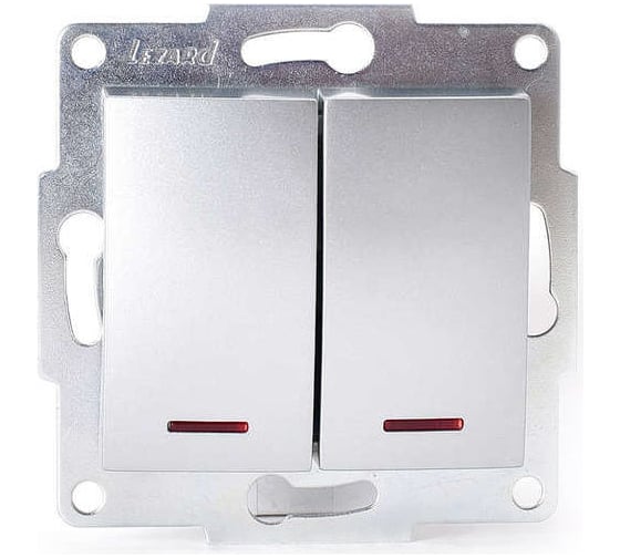 Изображение товара Двойной выключатель с подсветкой Lezard KARINA матовое серебро 707-4388-112