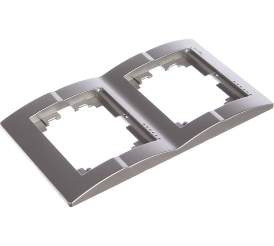 Изображение товара Двойная рамка Lezard DERIY вертикальная, серебристый металлик 702-2800-152