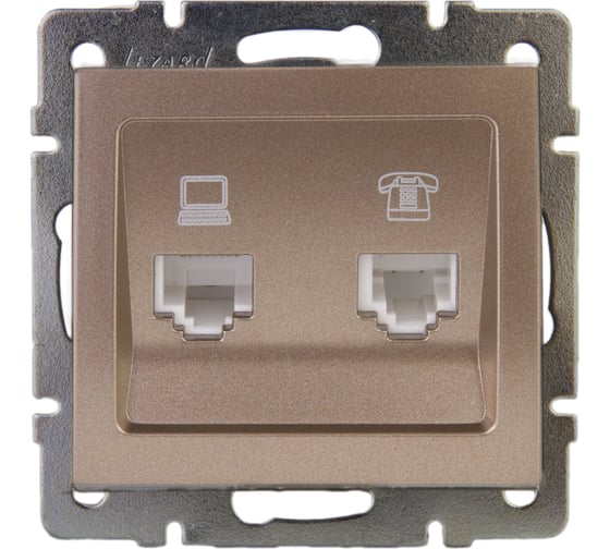 Изображение товара Розетка LEZARD RAIN компьютер+телефон, бронза матовая 703-3188-143