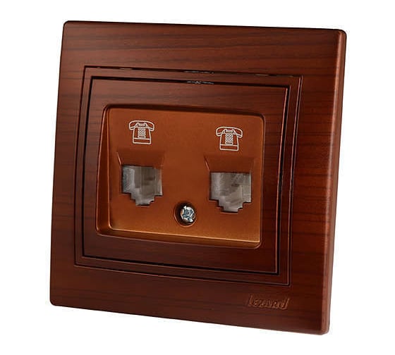 Изображение товара Двойная телефонная розетка Lezard MIRA евро, махагон 701-0505-138