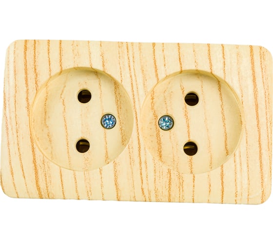 Изображение товара Двойная розетка Lezard VIOLA, без заземления, закрытый корпус, керамика, белёный дуб 751-5200-128