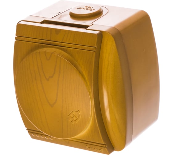 Изображение товара Розетка Lezard NATA с заземлением, с крышкой, керамика, ольха 710-0700-123