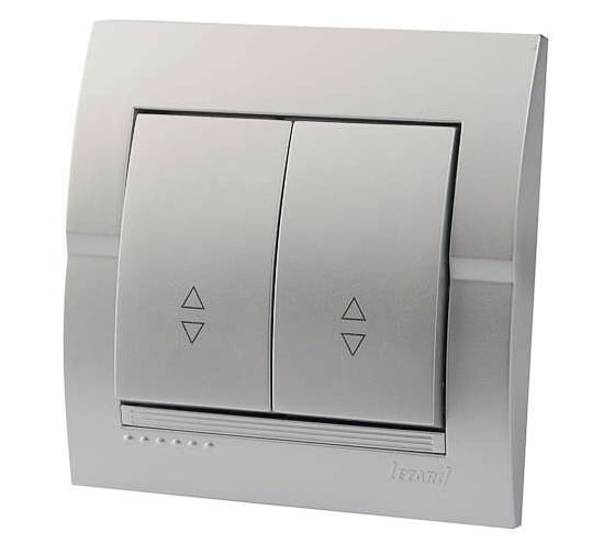 Изображение товара Выключатель Lezard, DERIY, проходной, двойной, серебристый металлик, 702-2828-106