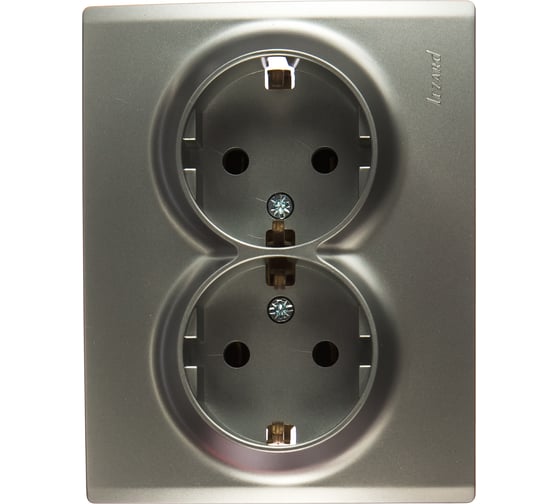 Изображение товара Розетка Lezard KARINA, двойная, с/з, керамика, матовое серебро, 707-4300-127
